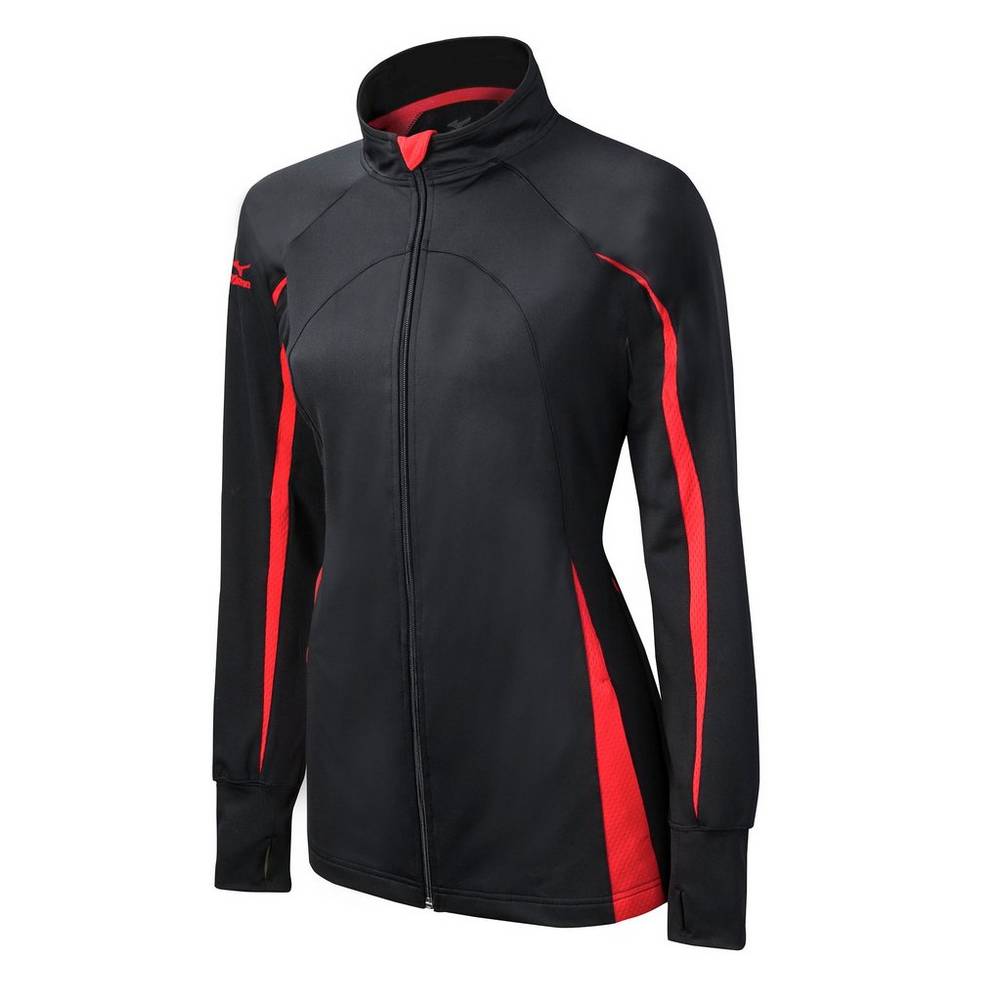 Damske Bundy Mizuno Elite 9 Focus Full-Zip Čierne/Červené Vypredaj DIPS87213